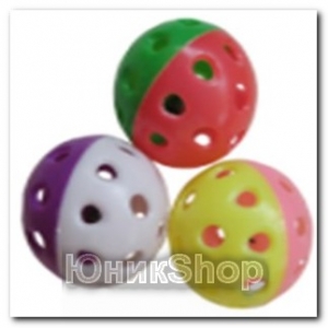 Игрушка мяч пластиковый малый Радуга с колокольчиком пластик 4,3см