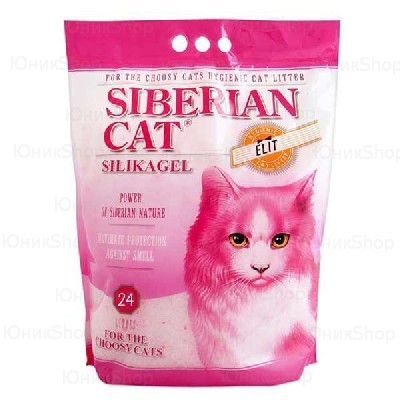 Наполнитель Сибирская Кошка для кошачьего туалета Элита для привередливых кошек силикагель розовые гранулы 24л