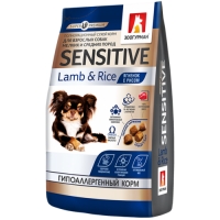 Корм Zoogurman Sensitive-Гипоаллергенный Ягненок с рисом для собак малых и средних пород 1,2кг