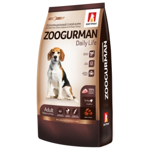 Корм Zoogurman Daily Life Индейка для собак средних и крупных пород 12кг