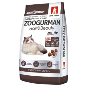 Корм Zoogurman Hair Beauty Птица для кошек 350г