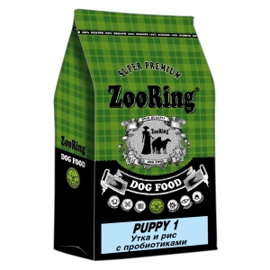 Корм ZooRing Puppy Junior-1 Утка и рис 10кг с пробиотиками