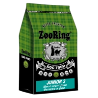 Корм ZooRing для щенков Puppy Junior-3 (Паппи и Юниор-3) Мясо молодых бычков и рис 10кг с хондрозащитными агентами