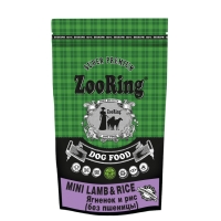 Корм ZooRing Mini Lamb Rice Ягненок и рис (Без пщеницы) 2кг для щенков и взрослых собак мини-пород склонных к аллергии и плохому пищеварению