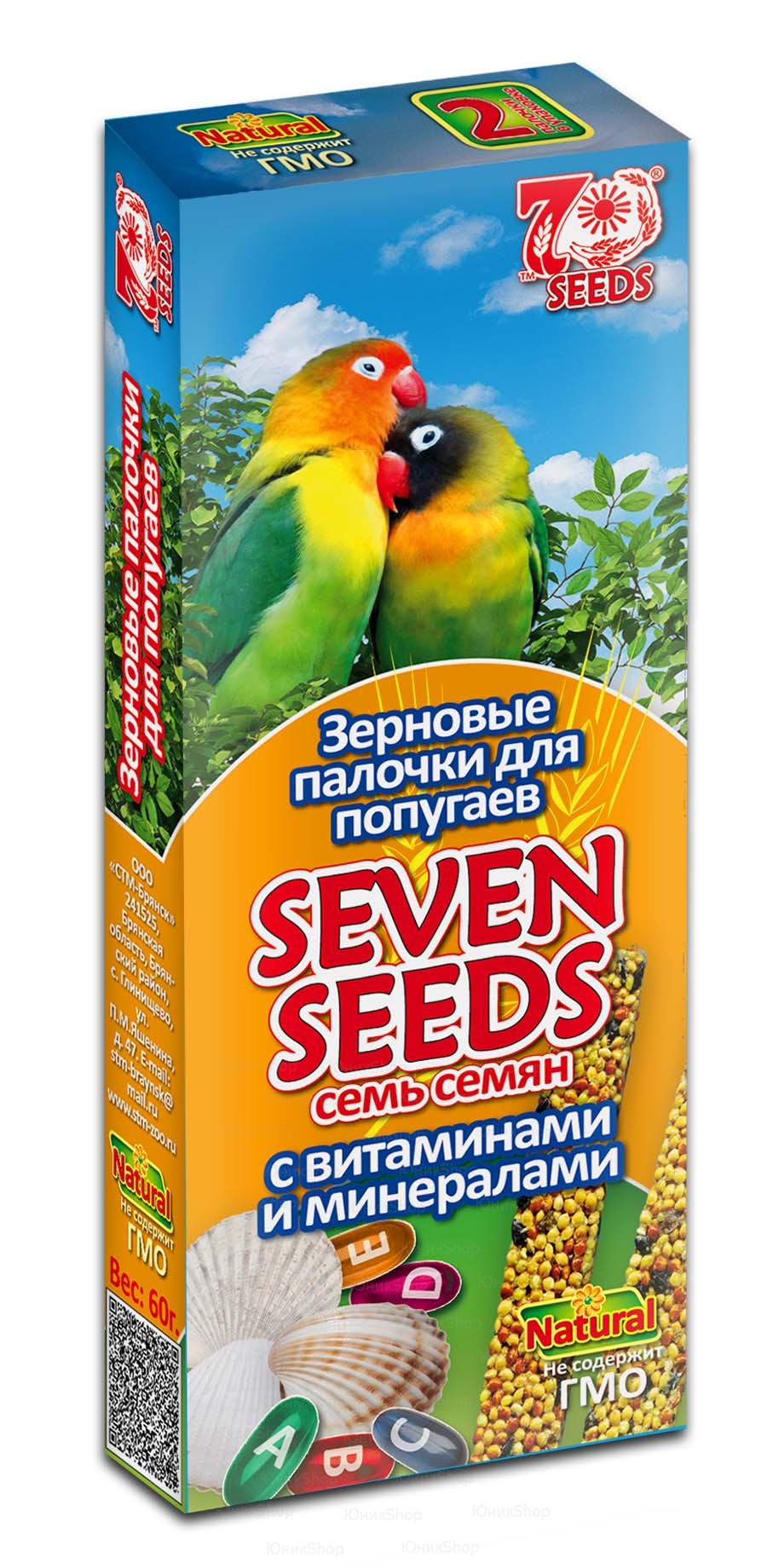 Зерновые палочки Seven Seeds для попугаев с витаминами и минералами 2шт