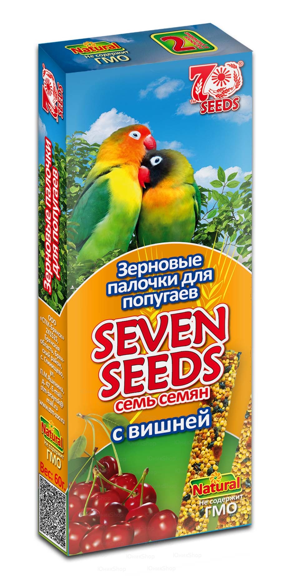 Зерновые палочки Seven Seeds для попугаев с вишней 2шт